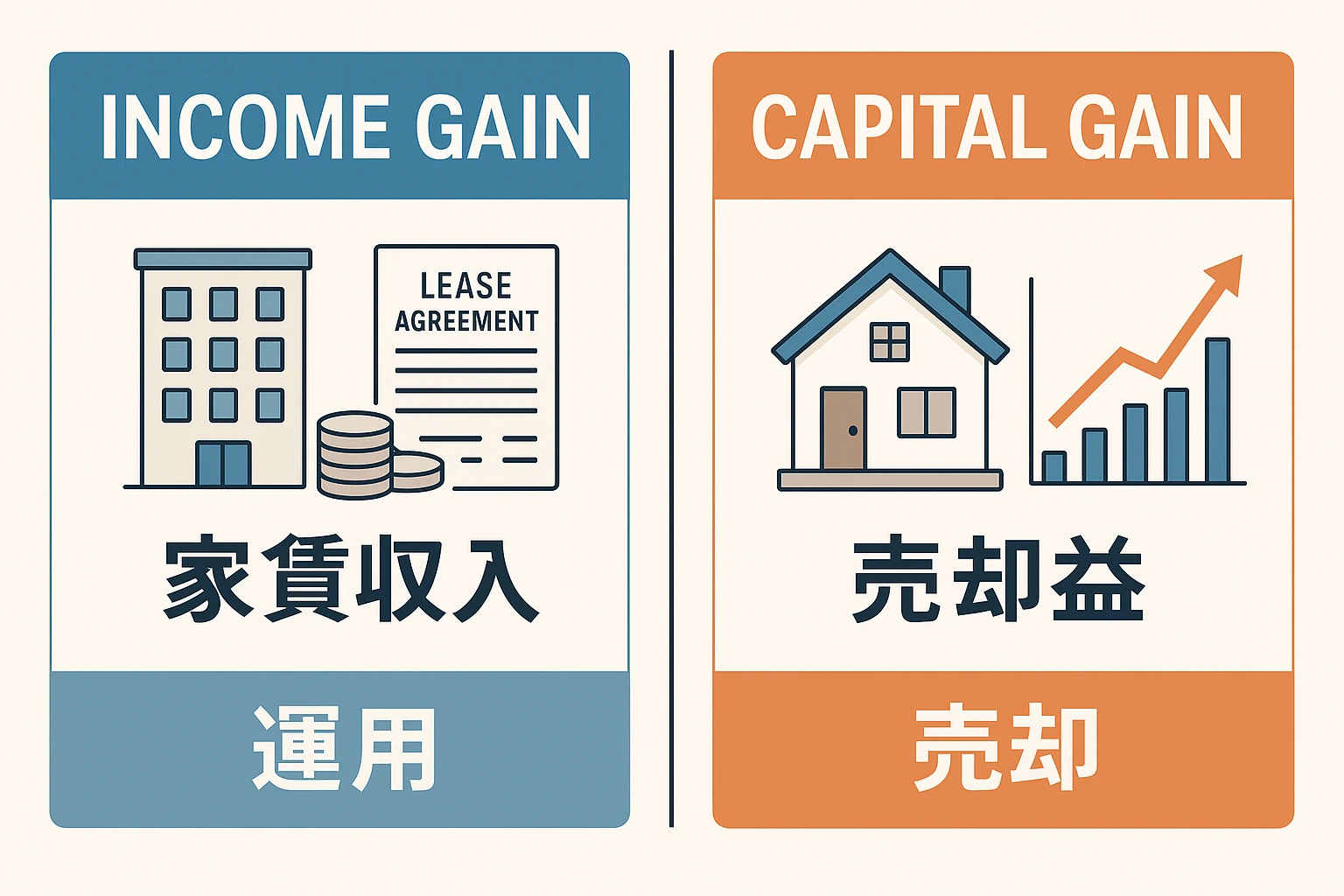 不動産投資で得られる2つの収益：インカムゲインとキャピタルゲインの違い｜教えて！バンチョーくん